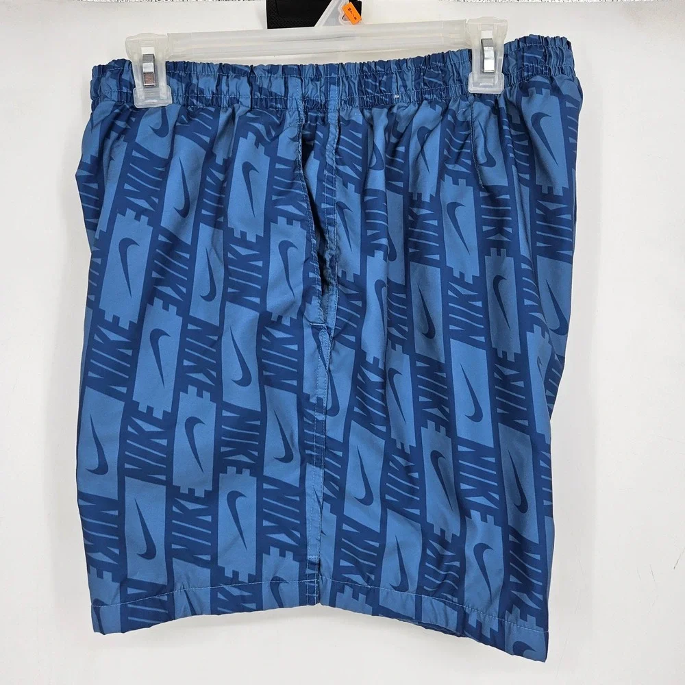 Nike Shorts Mens Extra Large Swoosh All Over Print Blue‎ Swim Sportswear